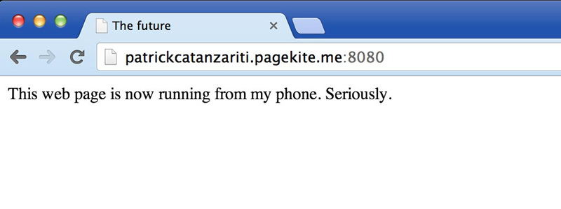 PageKite delivering a website from my phone