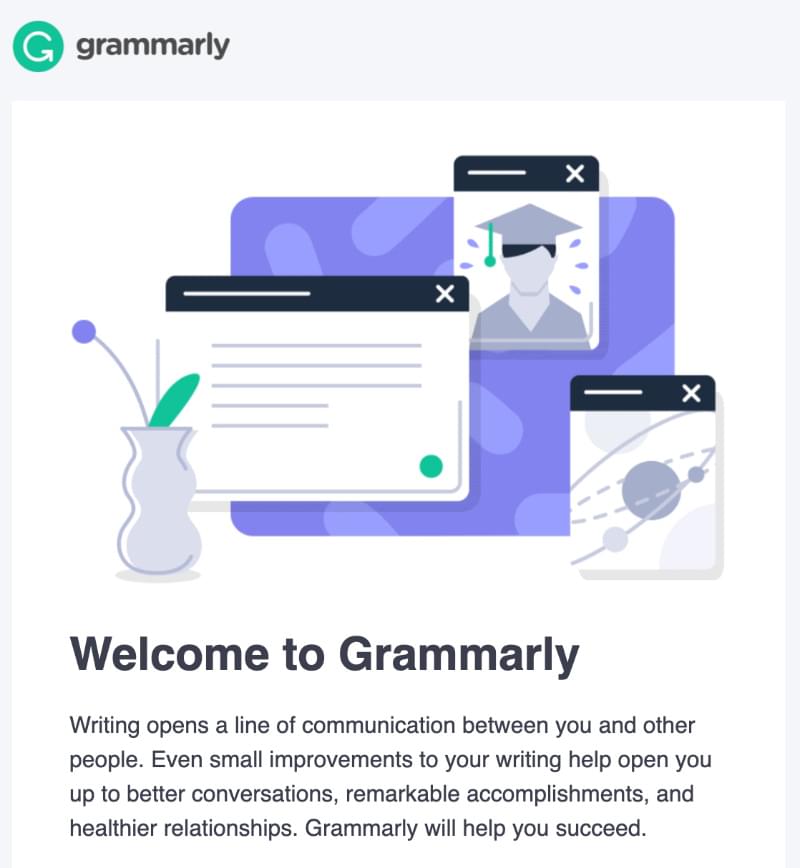 Welcome email example: Grammarly
